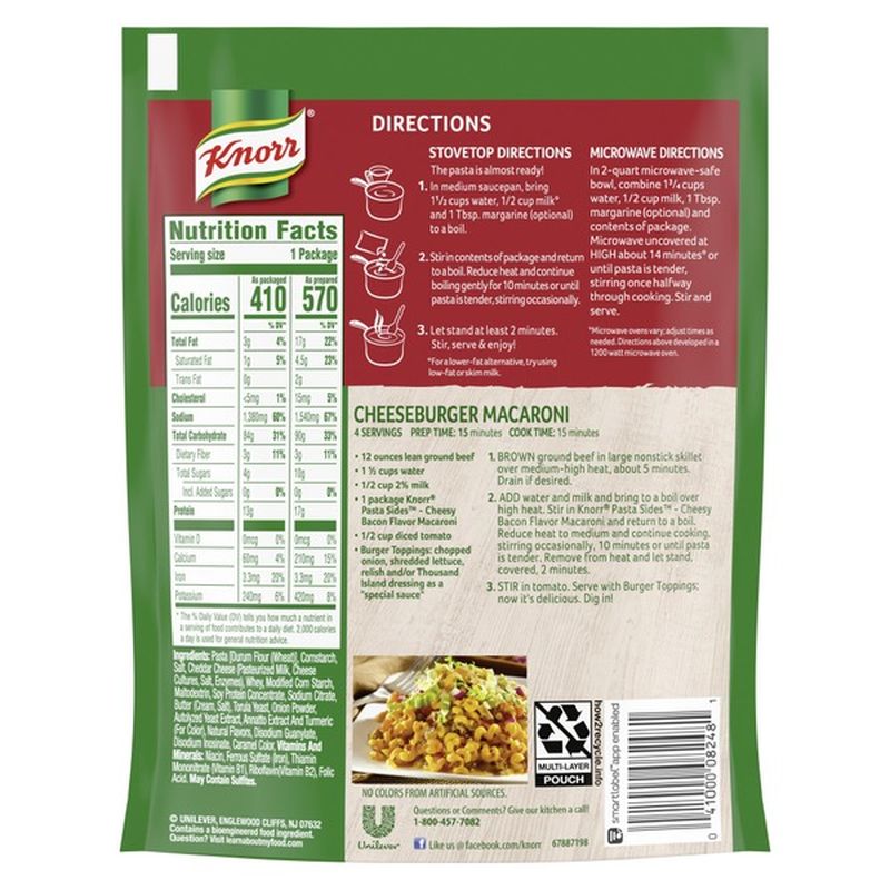 Knorr Pasta Sides Dish Cheesy Bacon Macaroni (3.8 oz) from Giant Food Stores Instacart