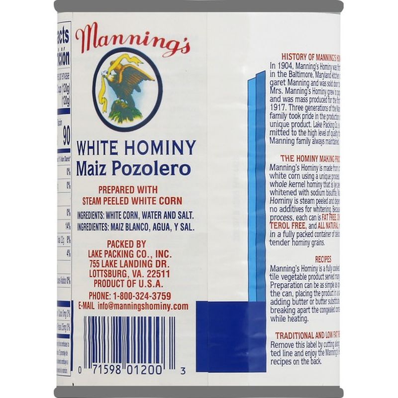 Manning's Hominy, White (20 oz) Instacart