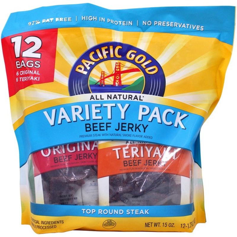 Pacific Gold Original And Teriyaki Beef Jerky Individual Serving Packs