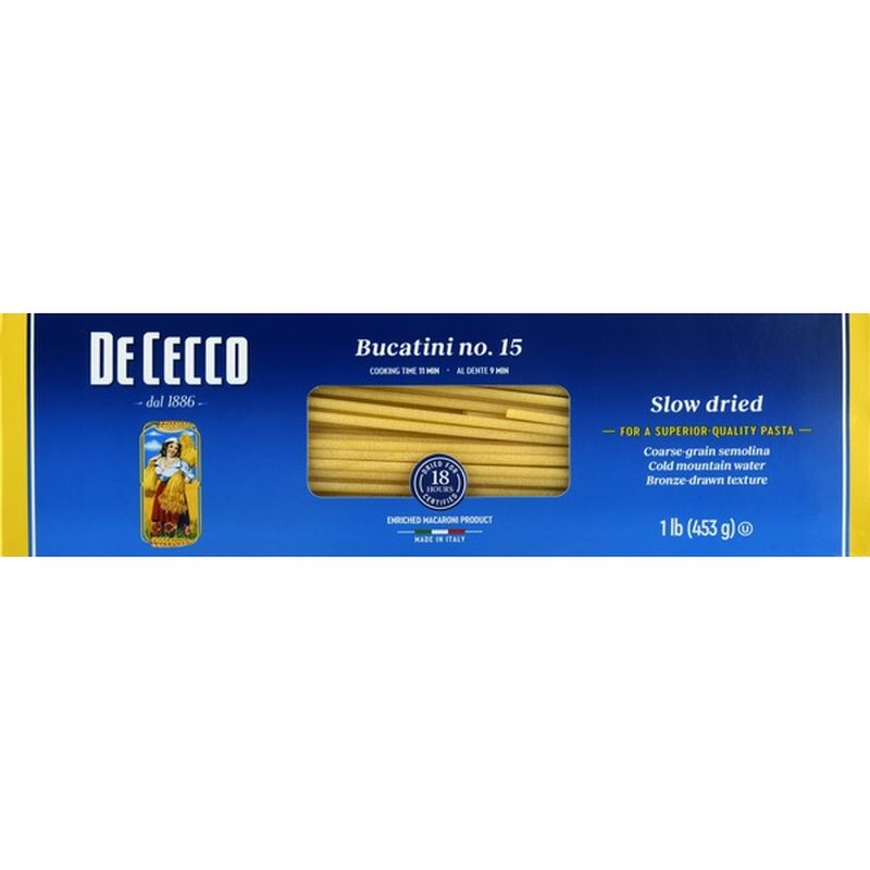 De Cecco Pasta, Bucatini No.15, Slow Dried (16 oz) from Vons Instacart