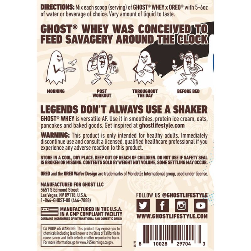 Ghost Oreo Whey Protein Powder (2.2 lb) Instacart