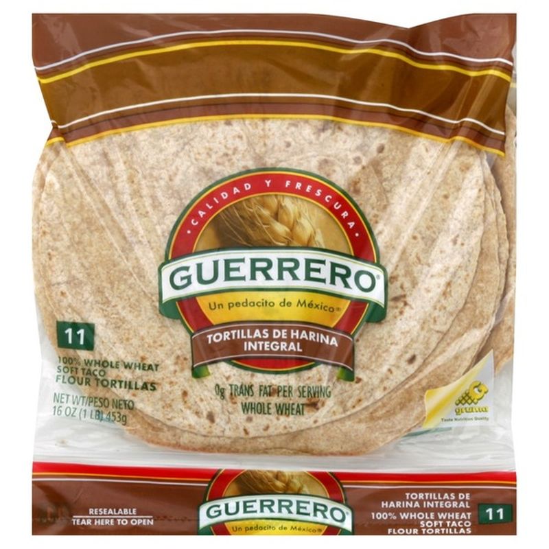 Guerrero 100% Whole Wheat Soft Taco Flour Tortillas (11 ct) from Stater ...