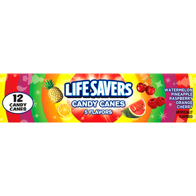 Lifesavers Candy Canes, Assorted, 5 Flavors (12 Each) From Food Lion 