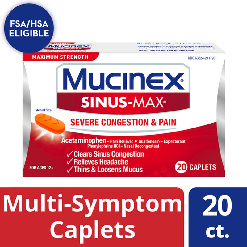 Mucinex® Maximum Strength Sinus-max Severe Congestion Relief Caplets 