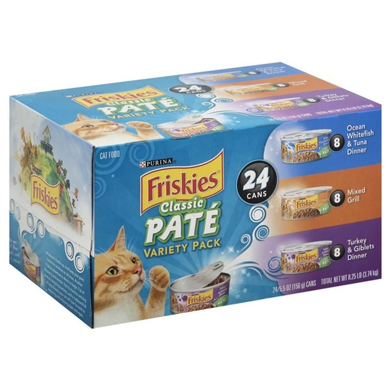 Purina Friskies Pate Wet Cat Food Variety Pack, Ocean Whitefish, Grilled & Turkey (5.5 oz