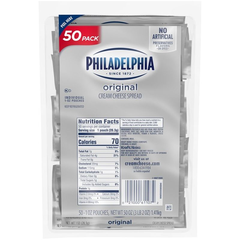 Philadelphia Original Cream Cheese Spread Individual Pouches (1 Oz ...