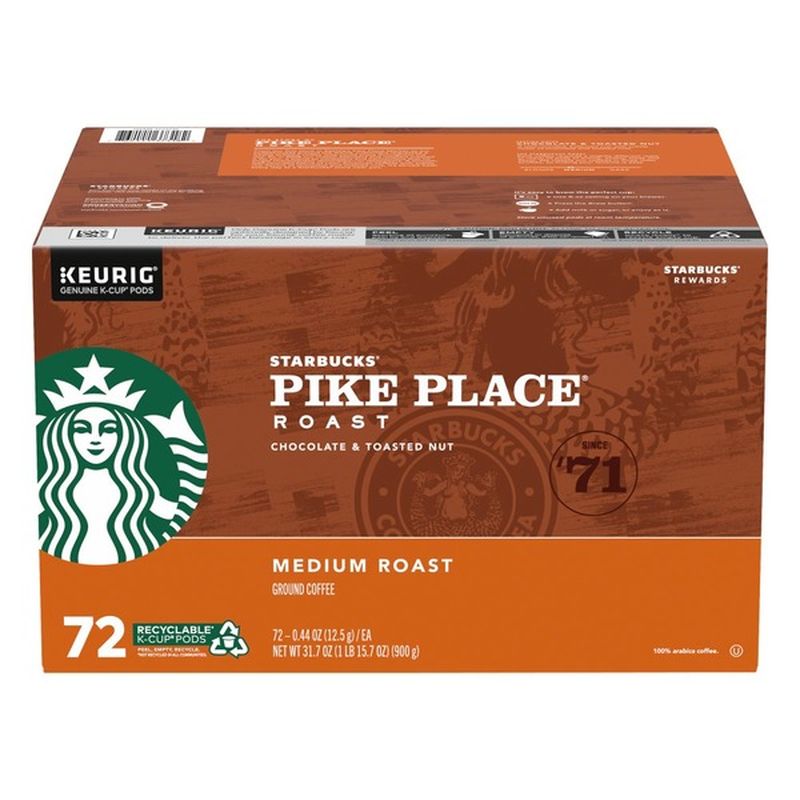 Starbucks Pike Place Medium Roast Ground Coffee KCup Pods (0.44 oz