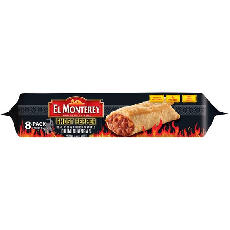 El Monterey Ghost Pepper Bean, Rice & Chicken Flavored Chimichangas (1.