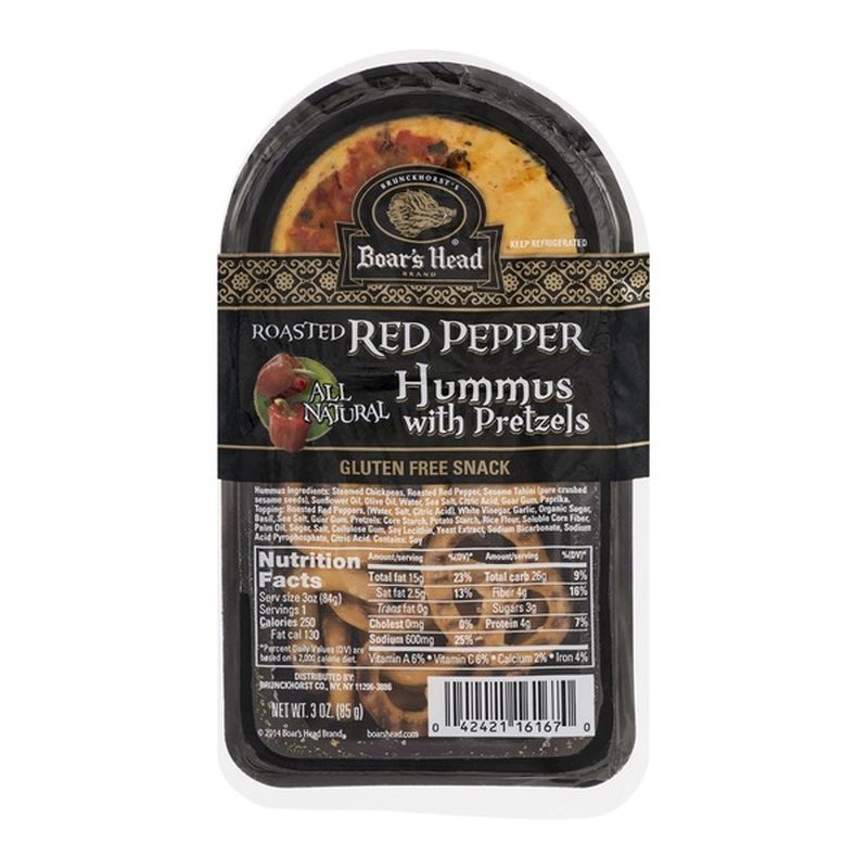 Boar's Head Hummus & Pretzels, Roasted Red Pepper, Gluten Free (3 oz