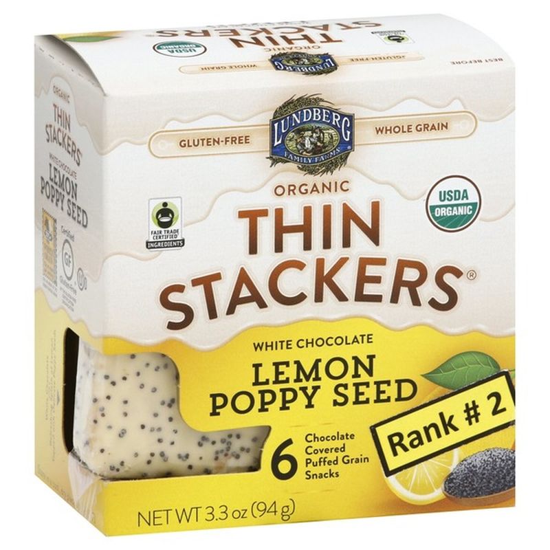 Lundberg Family Farms Thin Stackers, Organic, White Chocolate Lemon Poppy Seed (3.3 oz) Instacart