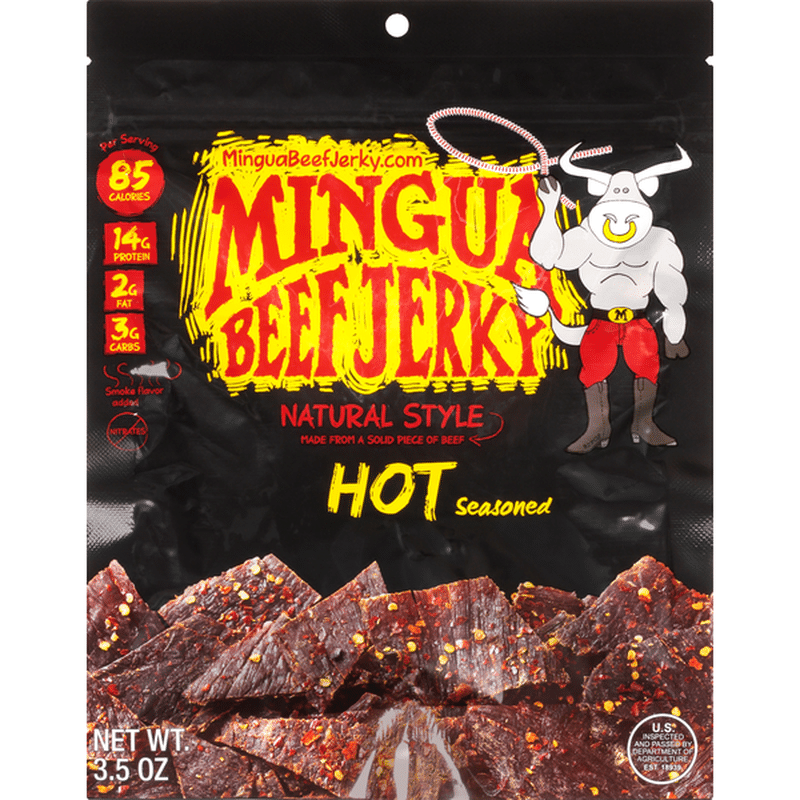 Mingua Beef Jerky Beef Jerky, Hot Seasoned, Natural Style (3.5 oz