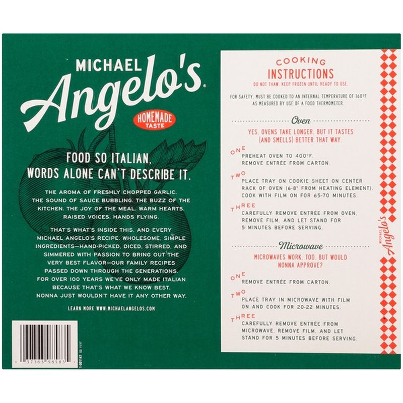 Michael Angelo's Large Family Size Eggplant Parmesan Frozen Entree (44