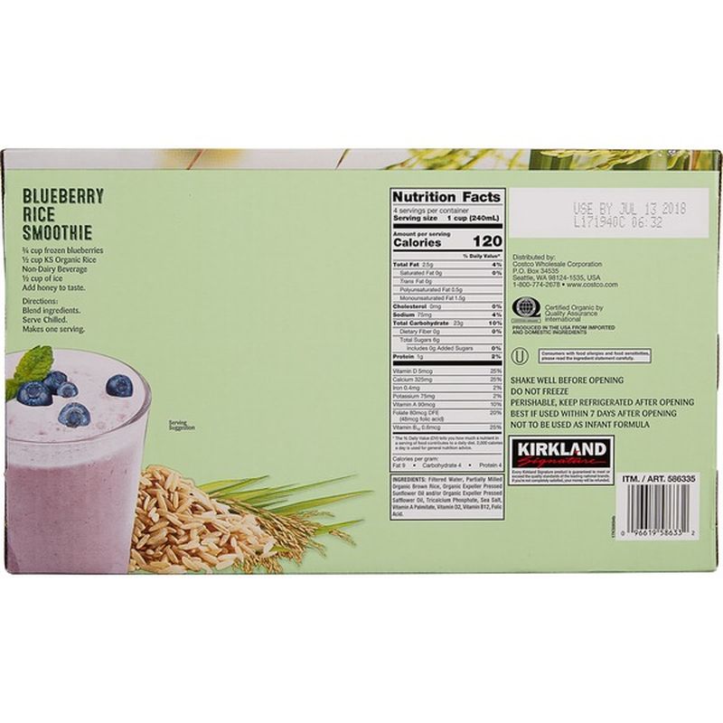 Kirkland Signature Organic Rice Milk, 12 x 32 oz (1 qt