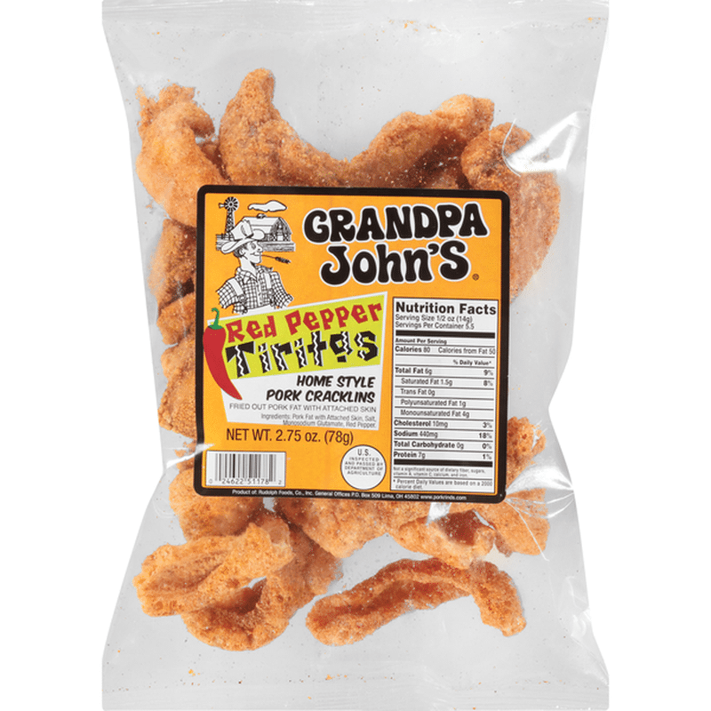 Grandpa John's Pork Cracklins, Red Pepper Tiritas, Home Style (2.75 oz
