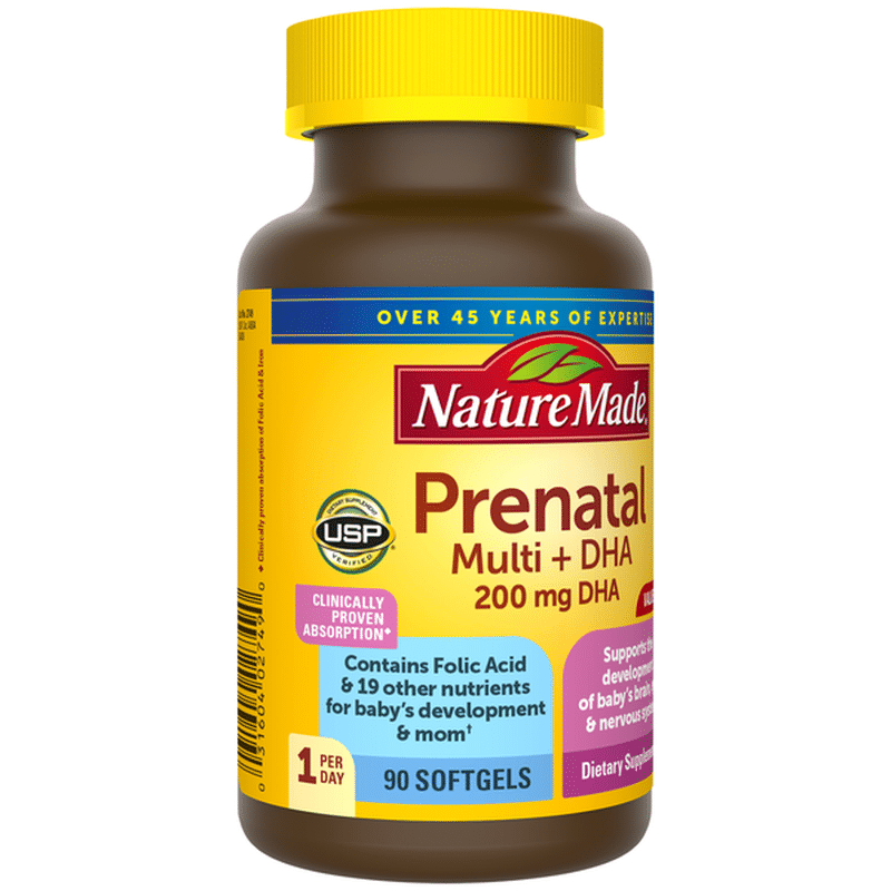 Nature Made Prenatal Multivitamin + 200 mg DHA Softgels (90 ct ...