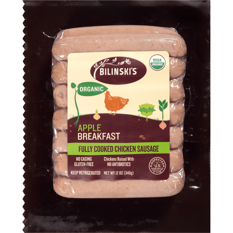 Bilinski's Sausage Chicken Sausage, Organic, Apple Breakfast (12 oz