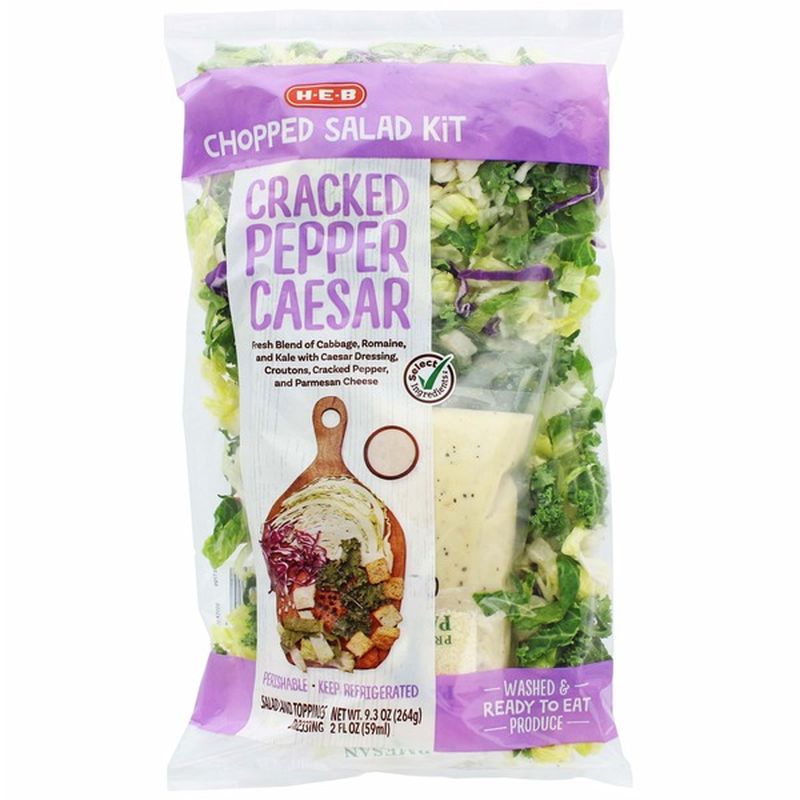 H-E-B Select Ingredients Chopped Cracked Pepper Caesar Salad Kit (11.3 ...