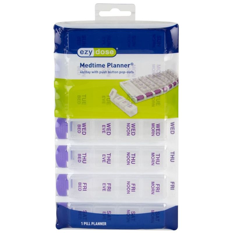 Ezy Dose Apothecary Products One-Day-At-A-Time Weekly Push Button Medication Organizer