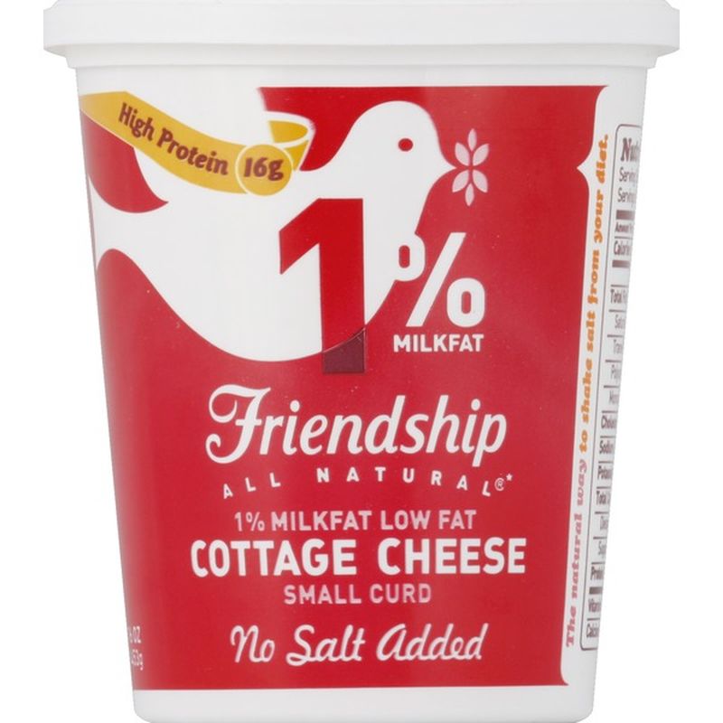 Friendship Cottage Cheese, Low Fat, Small Curd, 1 Milkfat, No Salt