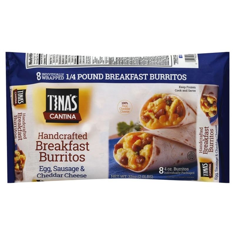 Tina's Burritos, Breakfast, Egg, Sausage & Cheddar Cheese (8 each
