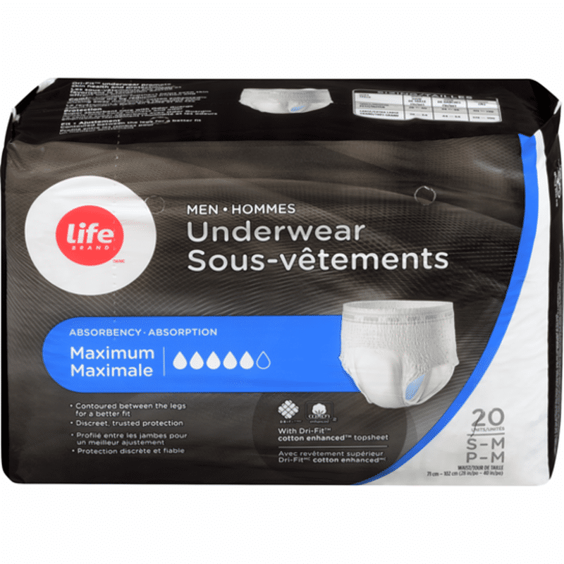 Life Brand Men's Maximum Absorbency Protective Underwear (20 ct