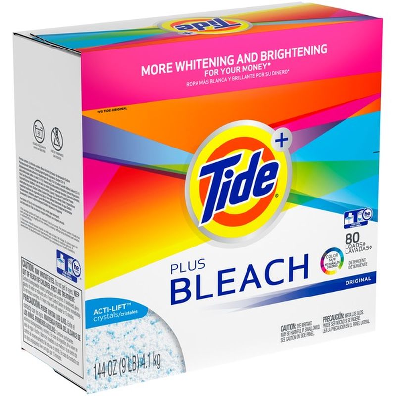 Tide Plus Bleach Powder Laundry Detergent, Original (144 oz) - Instacart