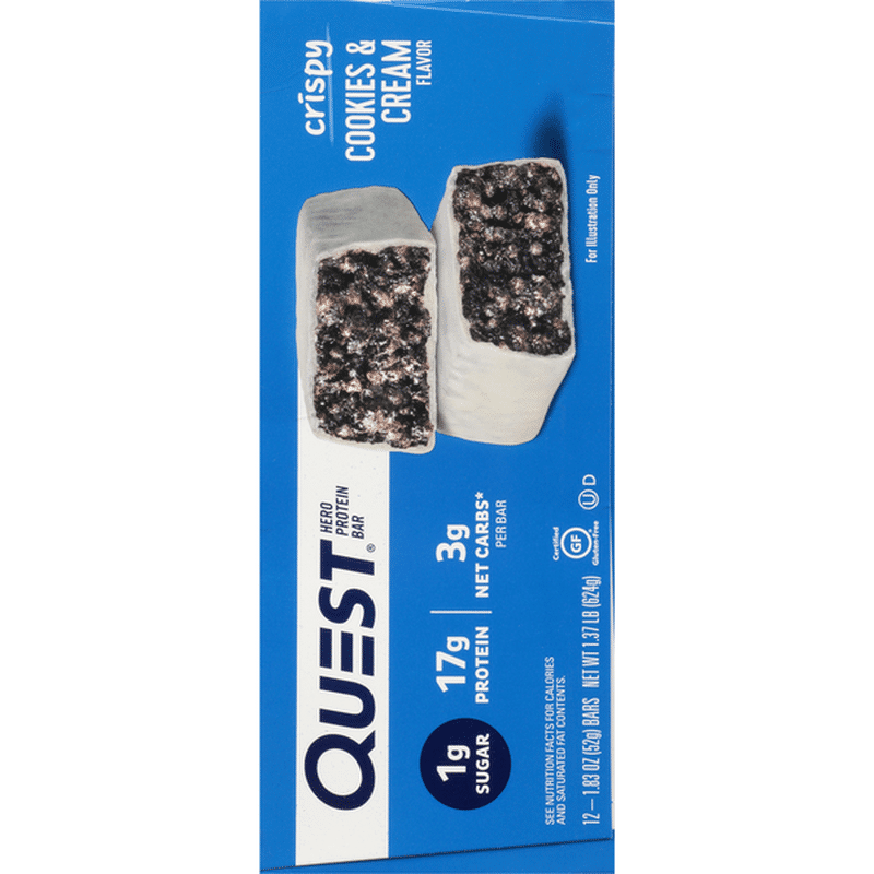 Quest Protein Bar, Hero, Cookies & Cream Flavor, Crispy (1.83 oz