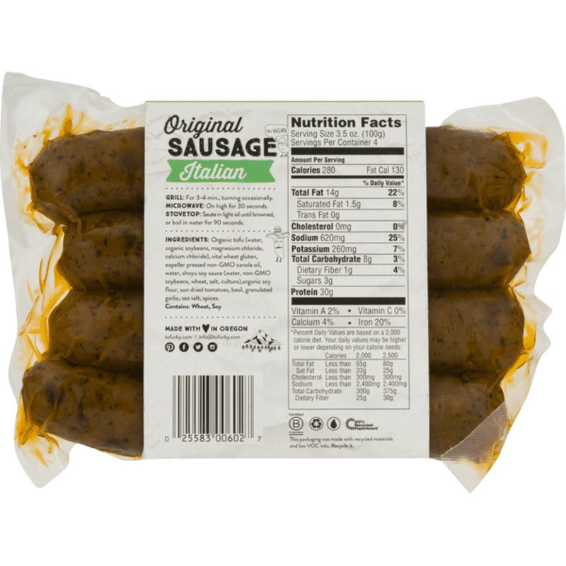Tofurky Italian Sausage with SunDried Tomatoes and Basil (14 oz) from