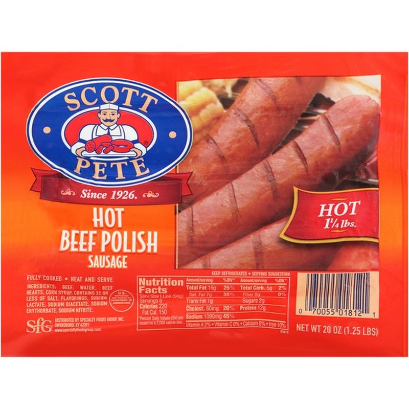 Scott Pete Hot Beef Polish Sausage (20 oz) Instacart