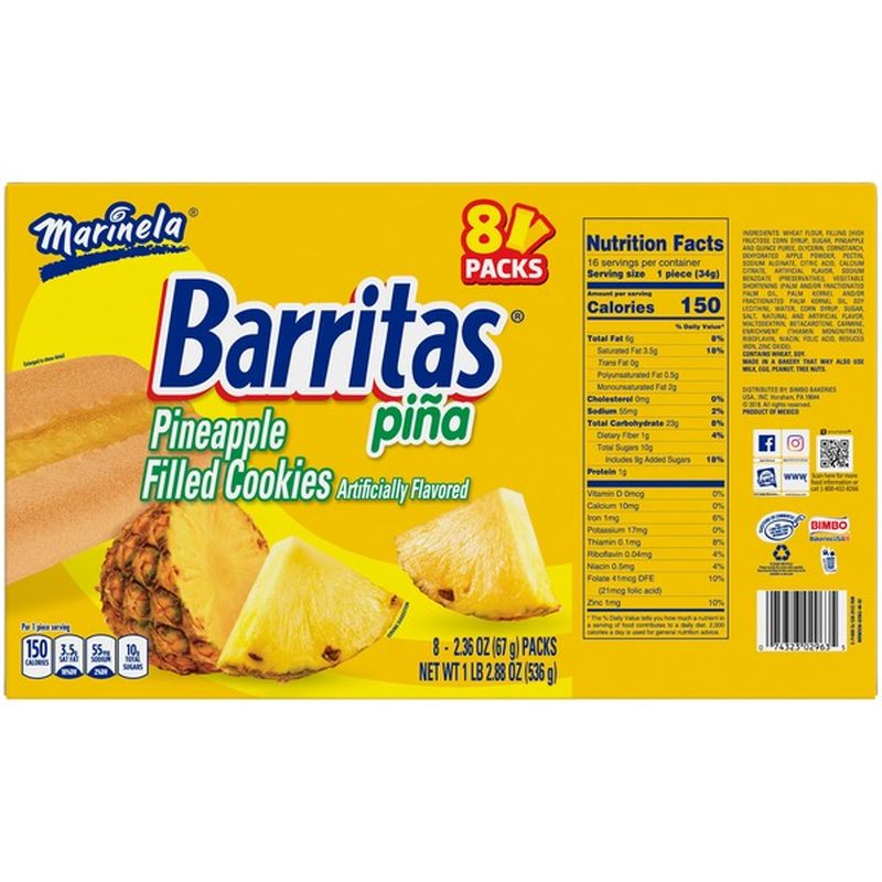 Marinela Barritas Piña Pineapple Soft Filled Cookie Bar (18.06 oz) from ...