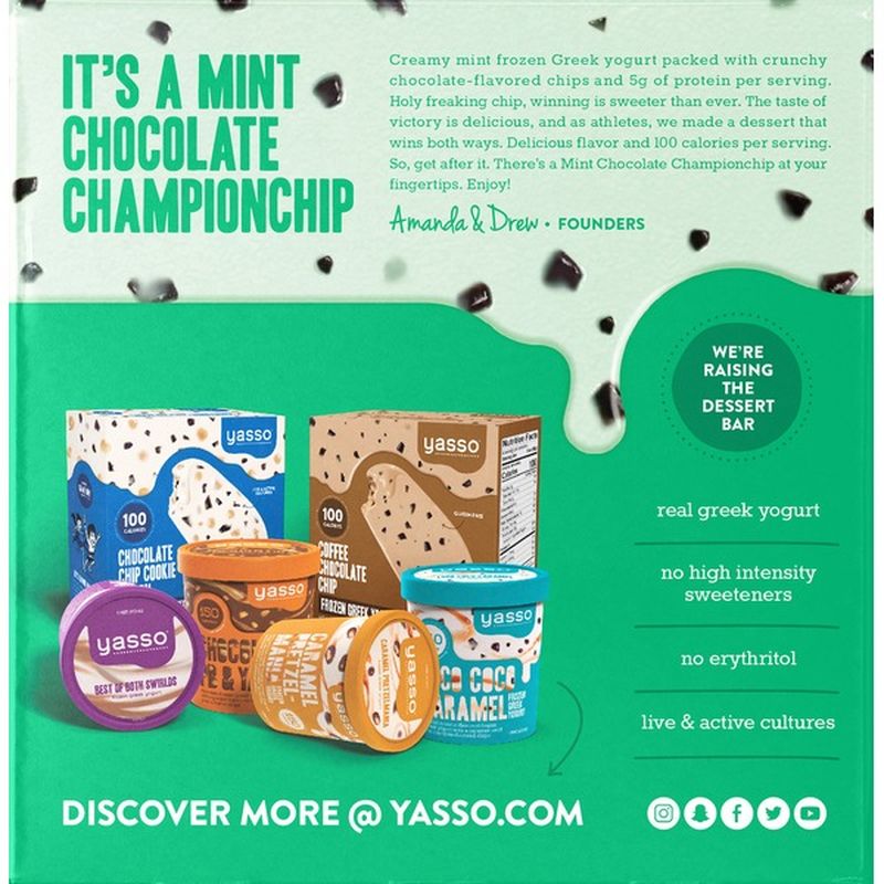 Yasso Frozen Greek Yogurt Mint Chocolate Chip Bars 4 Pack 35 Fl Oz Instacart 3861