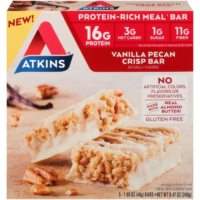 Atkins Vanilla Pecan Crisp Meal Replacement Bars (5 each) Instacart