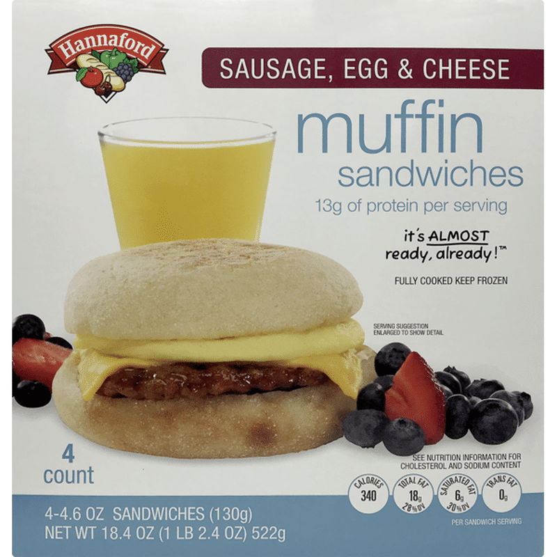 Hannaford Sausage, Egg & Cheese Muffin Sandwiches (4.6 oz) Instacart