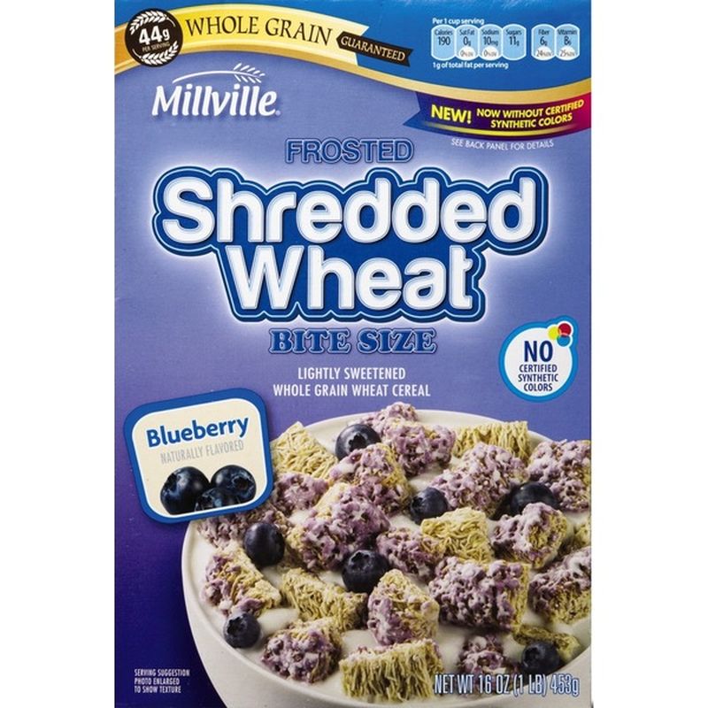 Millville Frosted Shredded Wheat Cereal, Blueberry