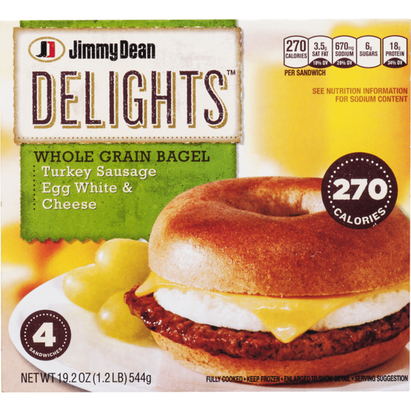 Jimmy Dean Turkey Sausage, Egg & Cheese Bagel Sandwiches (each) - Instacart