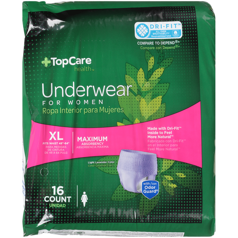 Top Care Maximum Absorbency Xl Underwear For Women, Light Lavender Color (14 ct) Instacart