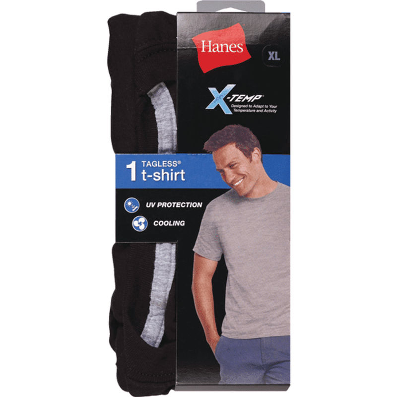 Hanes Extra Large Black X-Temp Tagless Short Sleeve Crew Neck T-Shirt