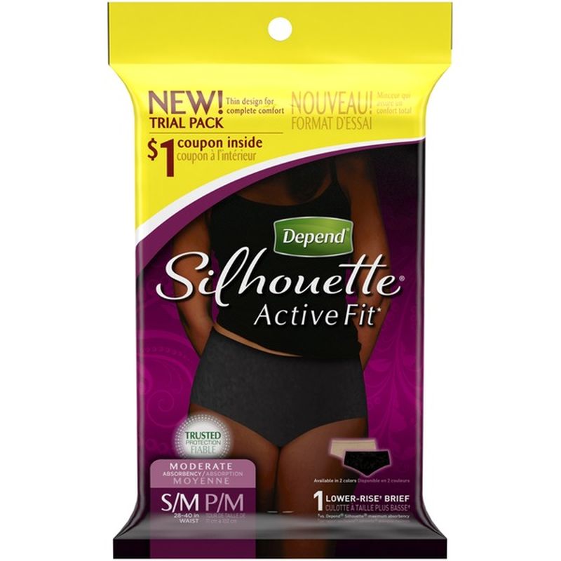 Depend Silhouette Active Fit Women's S/M Moderate Absorbency Trial Pack