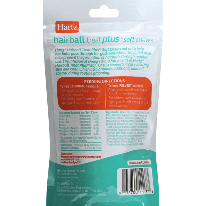 hartz hairball treat plus