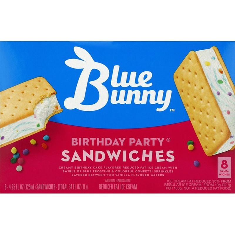 Blue Bunny Birthday Party Ice Cream Sandwiches (4.25 Fl Oz) - Instacart