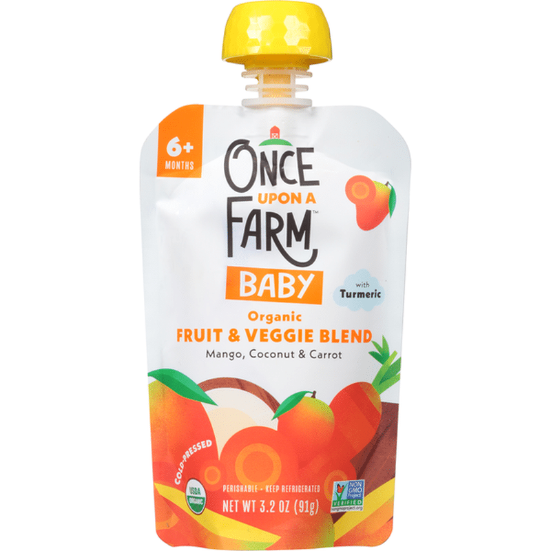 Once Upon a Farm Fruit & Veggie Blend, Organic, Cold-Pressed (3.2 oz ...