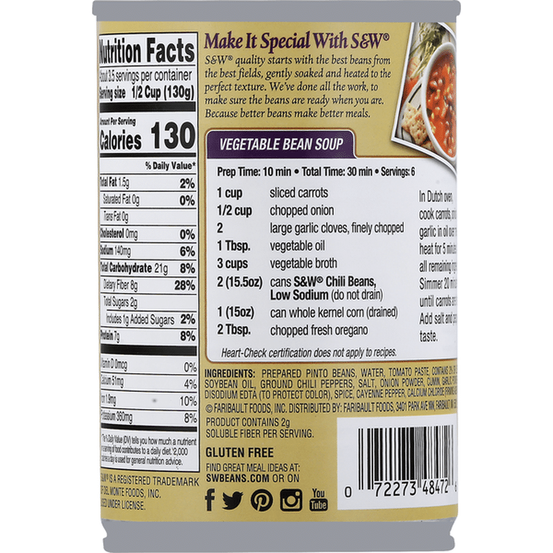S&w Chili Beans, Pinto, Low Sodium (15 oz) Instacart