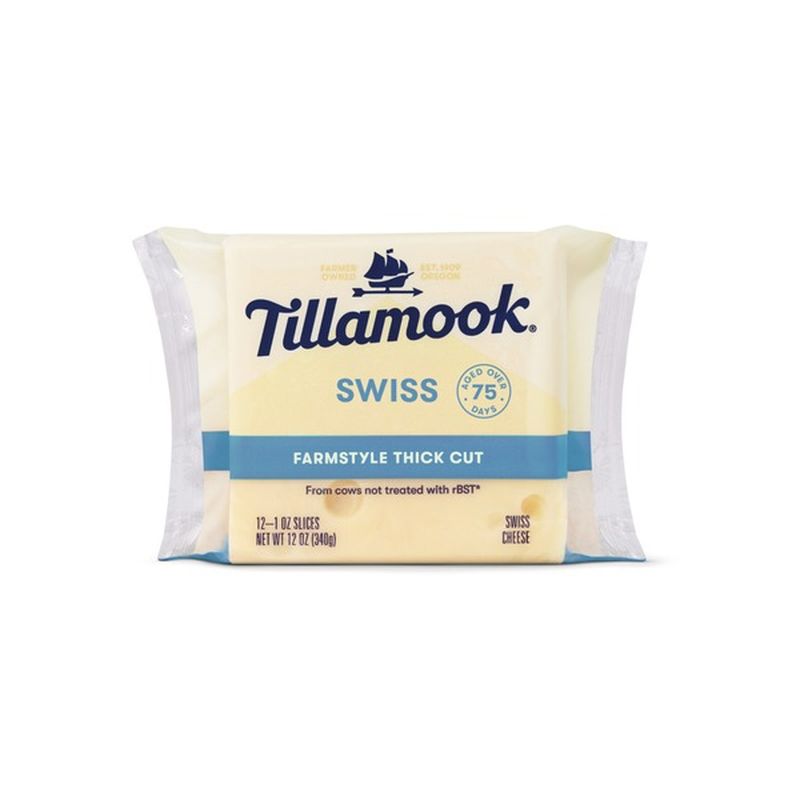 Tillamook Farmstyle Thick Cut Swiss Cheese Slices (12 Ct) - Instacart