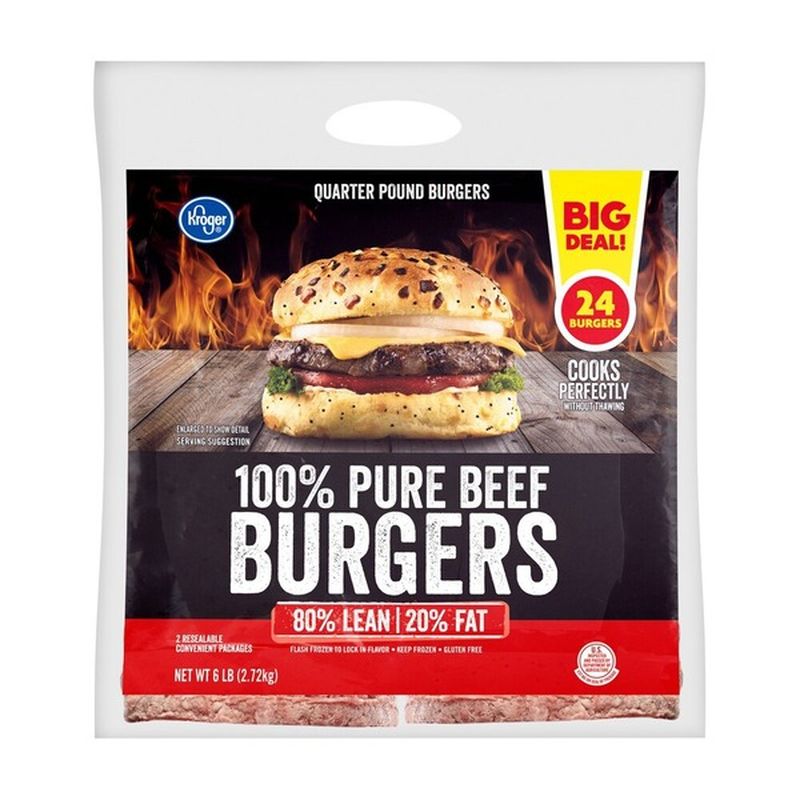 Kroger 80 Lean 20 Fat Pure Beef Burgers Family Pack