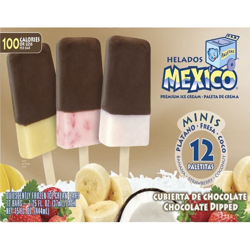 Helados Mexico Ice Cream Bars Premium Minis Choco Dipped Strawberry Coconut Banana Variety Pack 1 25 Fl Oz Instacart