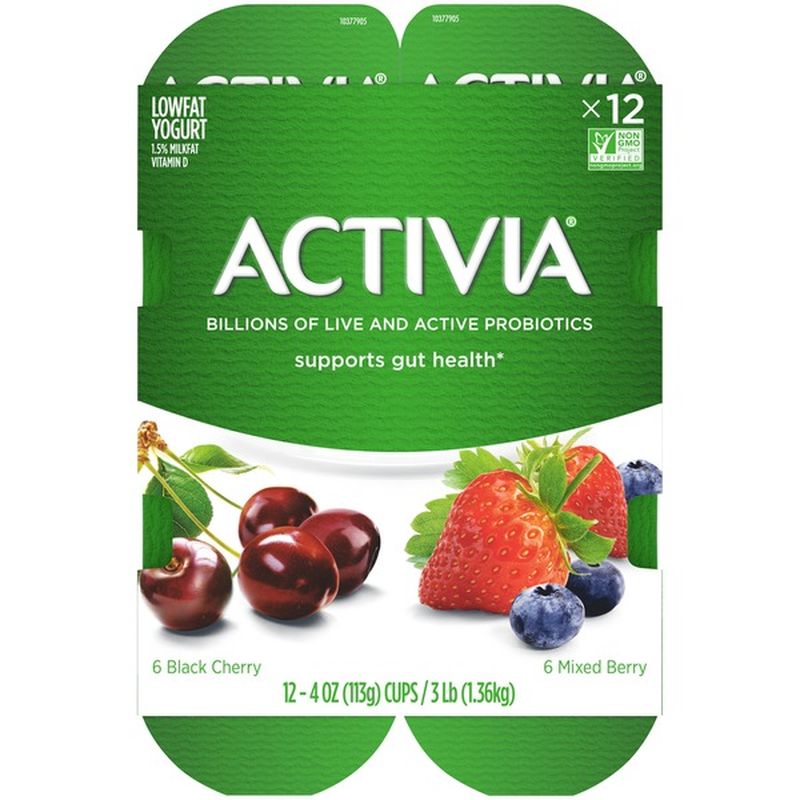 Activia Probiotic Black Cherry & Mixed Berry Variety Pack Yogurt (4 oz