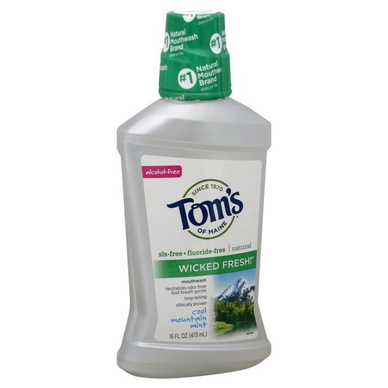 Toms of Maine Mouthwash, Cool Mountain Mint, Wicked Fresh! (16 oz