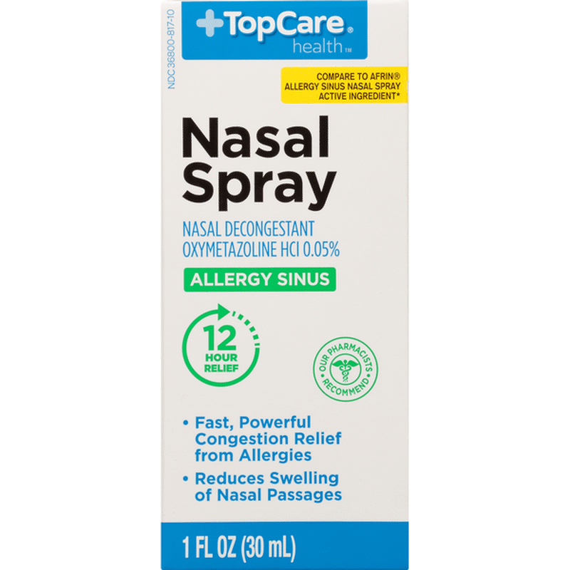 Top Care Allergy Sinus Nasal Decongestant Oxymetazoline Hcl 0.05% Spray 