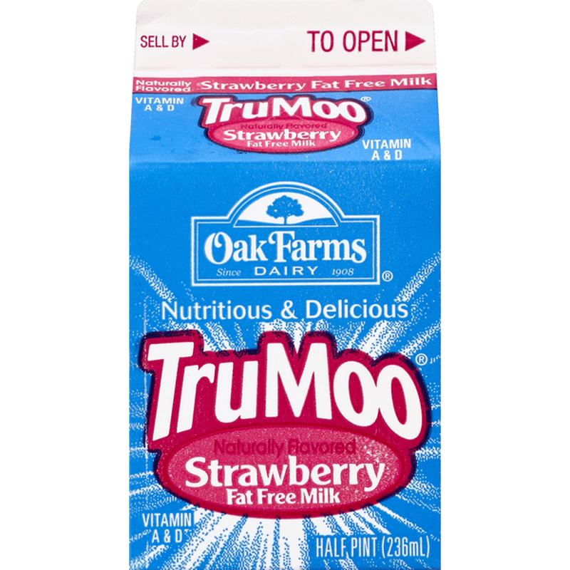 Oak Farms Milk, Fat Free, Strawberry (0.5 pt) Instacart