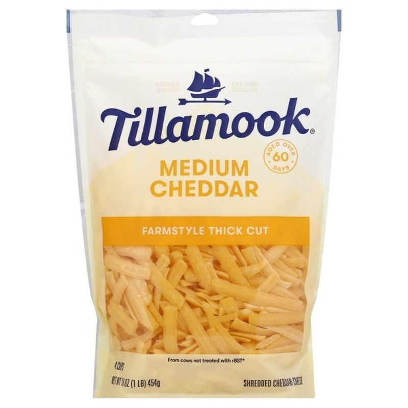 Tillamook Cheese, Medium Cheddar, Farmstyle, Thick Cut (16 Oz) - Instacart